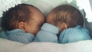 With my twin brother Chris, 2 months old